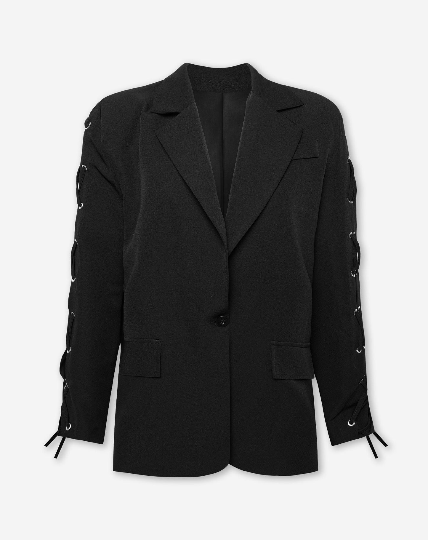 LACE UP BLAZER ZWART