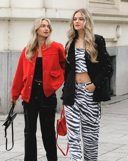 LACE UP BLAZER ZWART