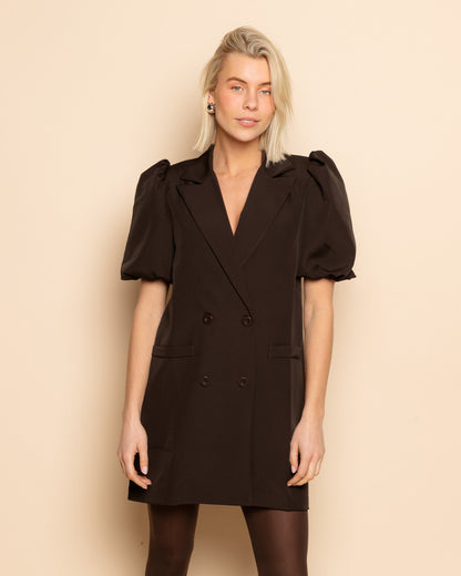 LIZZY PUFF SLEEVE BLAZER DRESS DONKERBRUIN