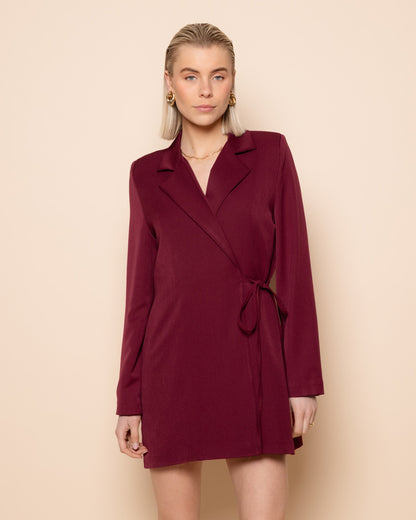 IRIS WRAP UP BLAZER DRESS BURGUNDY