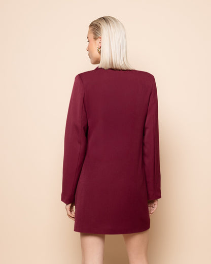 IRIS WRAP UP BLAZER DRESS BURGUNDY
