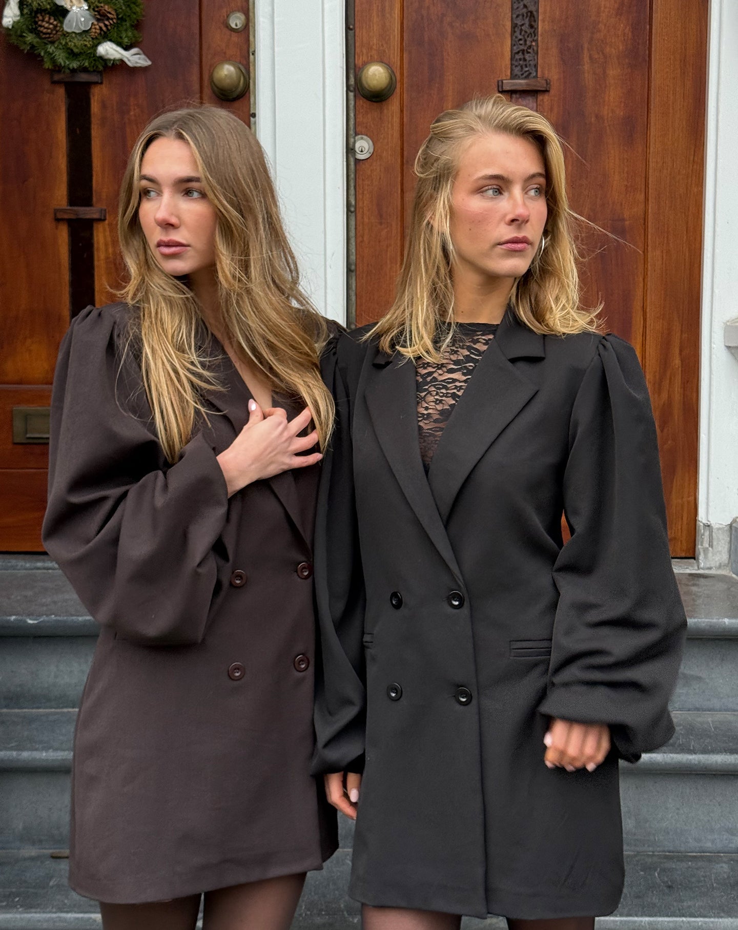 PUFF LONG SLEEVE BLAZER DRESS BRUIN