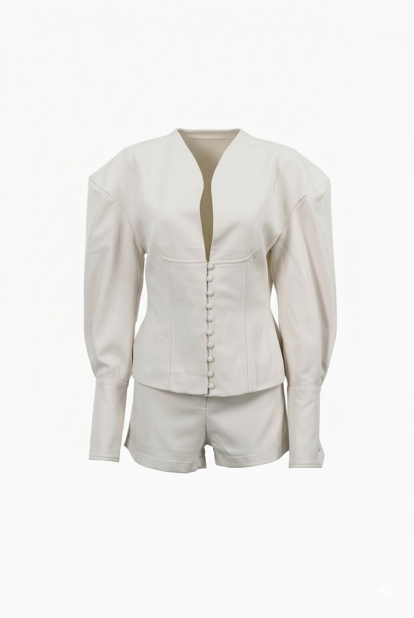 Conjunto de blazer y pantalones cortos entallados