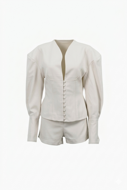 Conjunto de blazer y pantalones cortos entallados