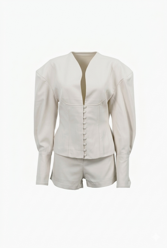 Conjunto de blazer y pantalones cortos entallados