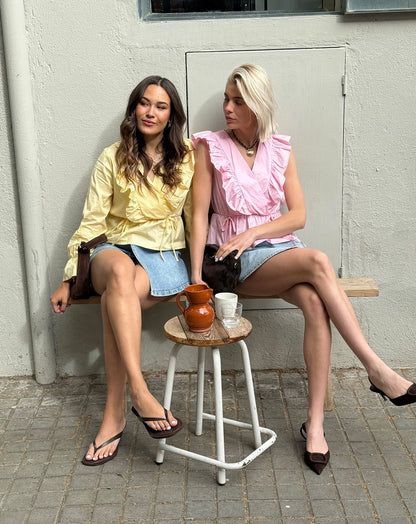 JADE POPLIN RUFFLE TOP BOTERGEEL