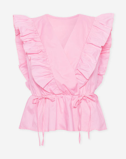 JADE SLEEVELESS POPLIN RUFFLE TOP LICHTROZE