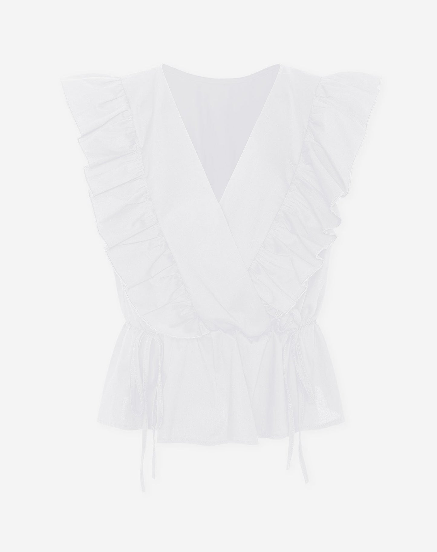 JADE SLEEVELESS POPLIN RUFFLE TOP WIT