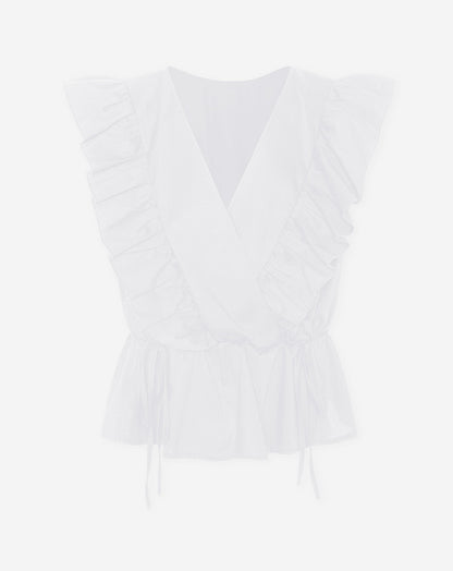 JADE SLEEVELESS POPLIN RUFFLE TOP WIT