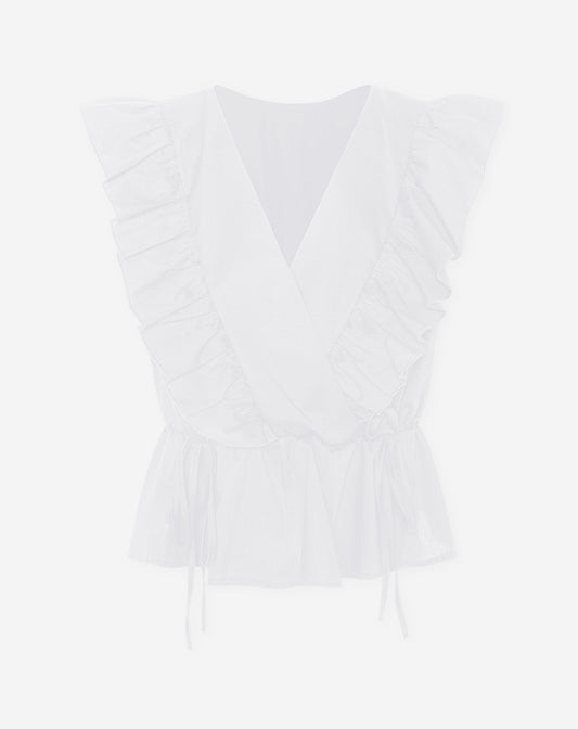 JADE SLEEVELESS POPLIN RUFFLE TOP WIT