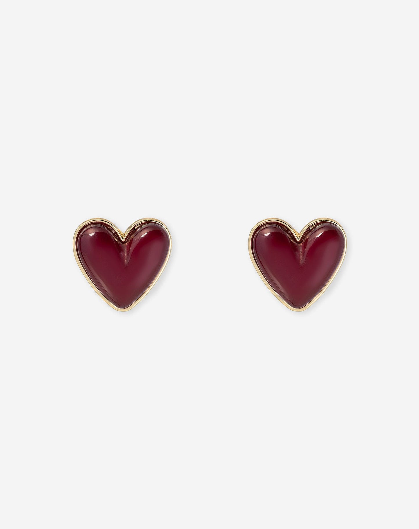 BOLD HEART EARRINGS BURGUNDY