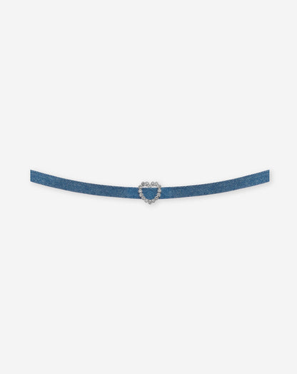 DIAMOND HEART DENIM CHOKER BLAUW
