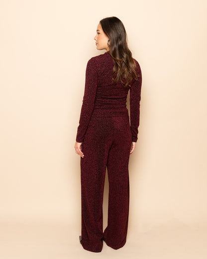 JOANY GLITTER TOP BURGUNDY