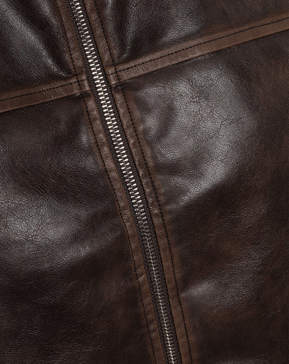 VINTAGE FAUX LEATHER BOMBER JACKET BRUIN