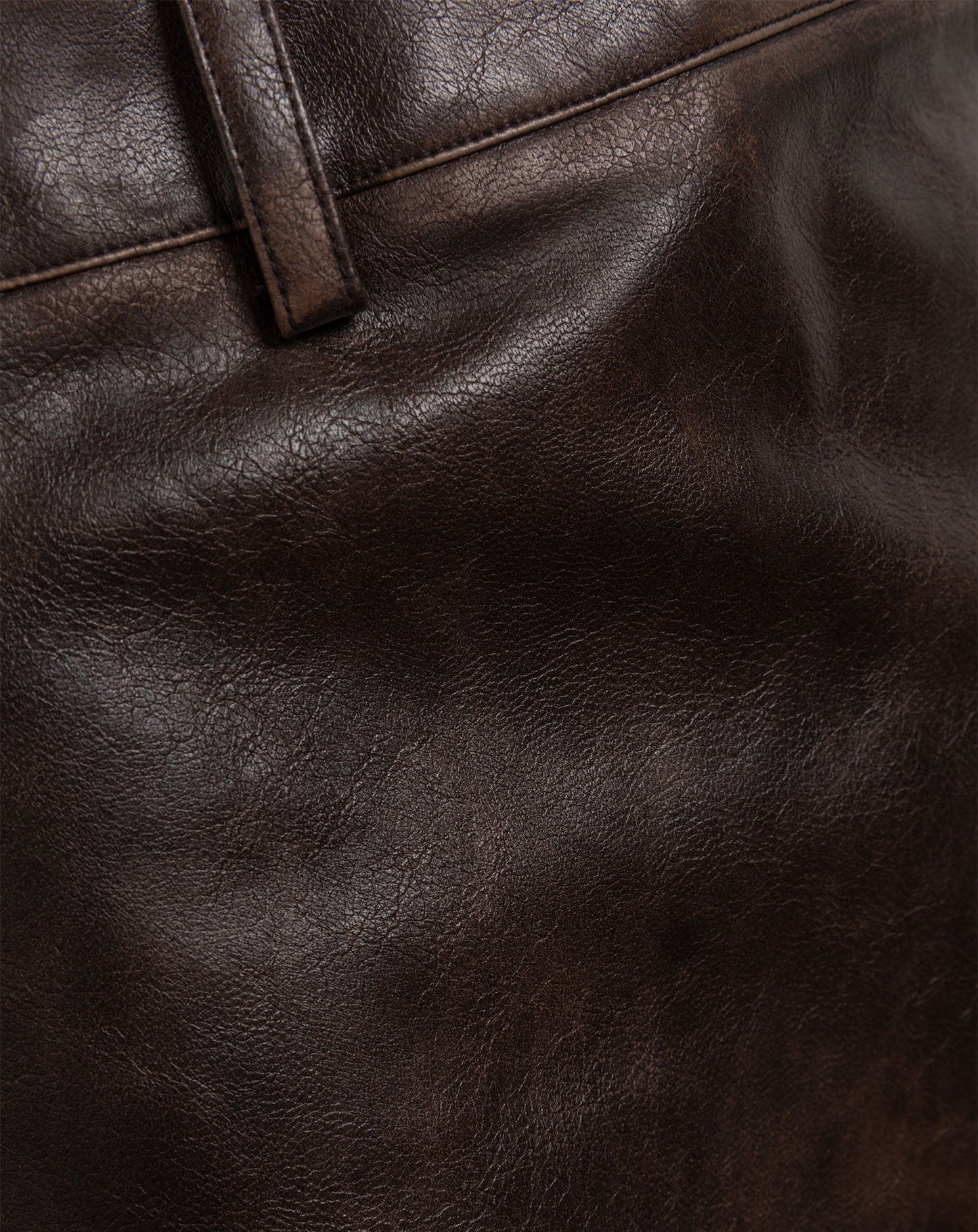 VINTAGE FAUX LEATHER SKIRT BRUIN
