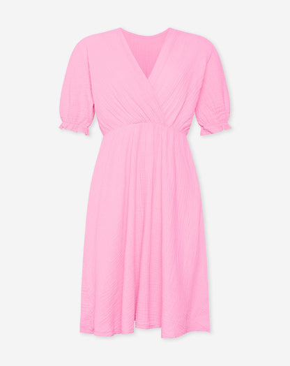 DILA MOUSSELINE DRESS HARD ROZE