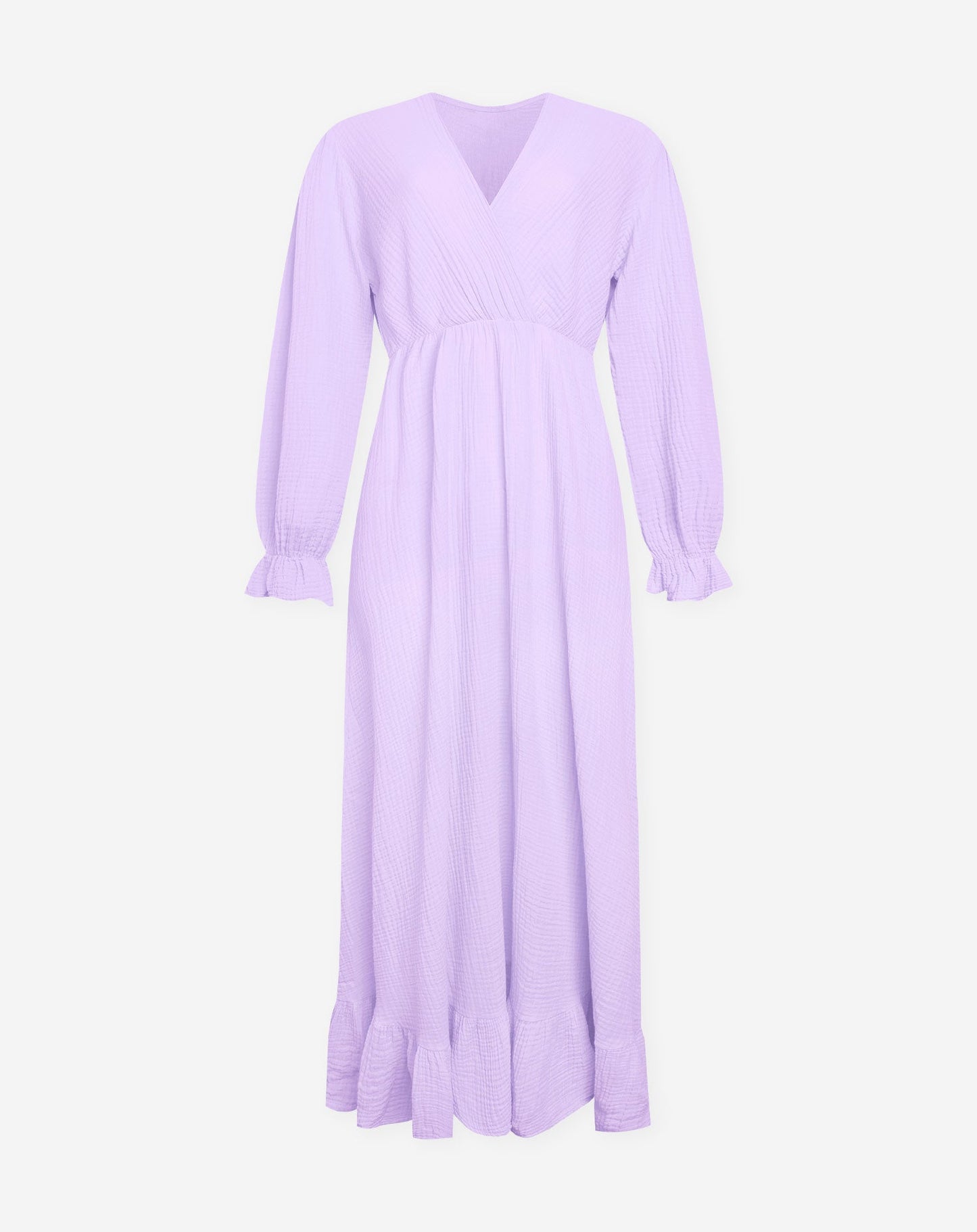 MOUSSELINE MAXI RUFFLE DRESS LILA