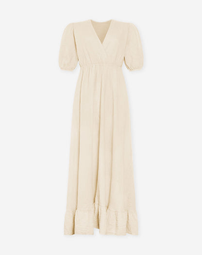 MOUSSELINE MAXI SHORT SLEEVE DRESS SAND