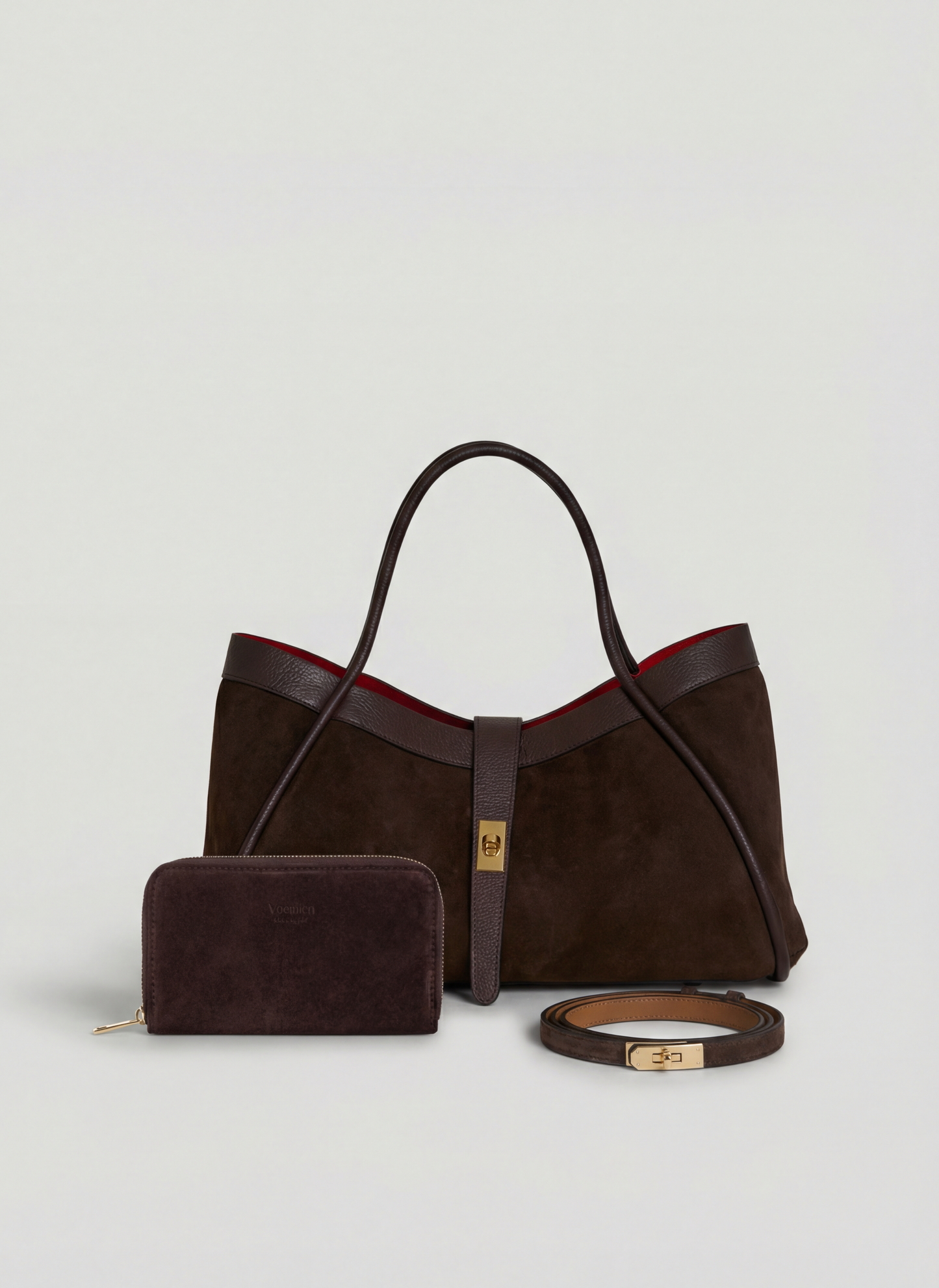 Set Mayfair Camoscio e pelle Testa di moro