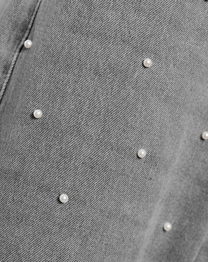 PEARL ALLOVER STRAIGHT LEG JEANS LICHTGRIJS
