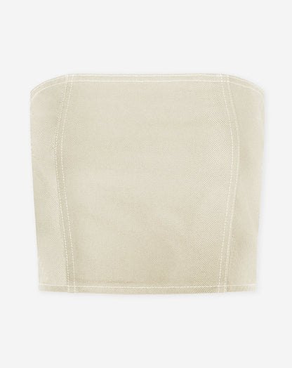 CONTRAST STITCHING CORSET TOP BEIGE