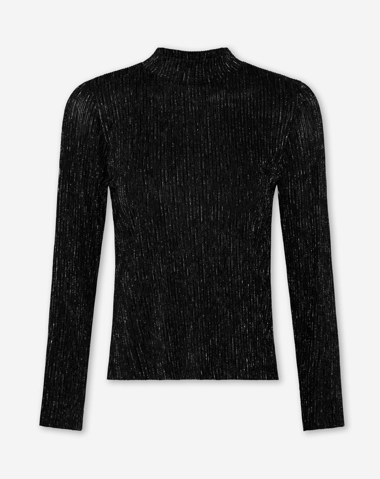 PLISSE LUREX COL TOP ZWART