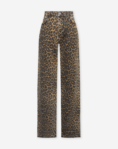 LEOPARD ALLOVER JEANS ZWART