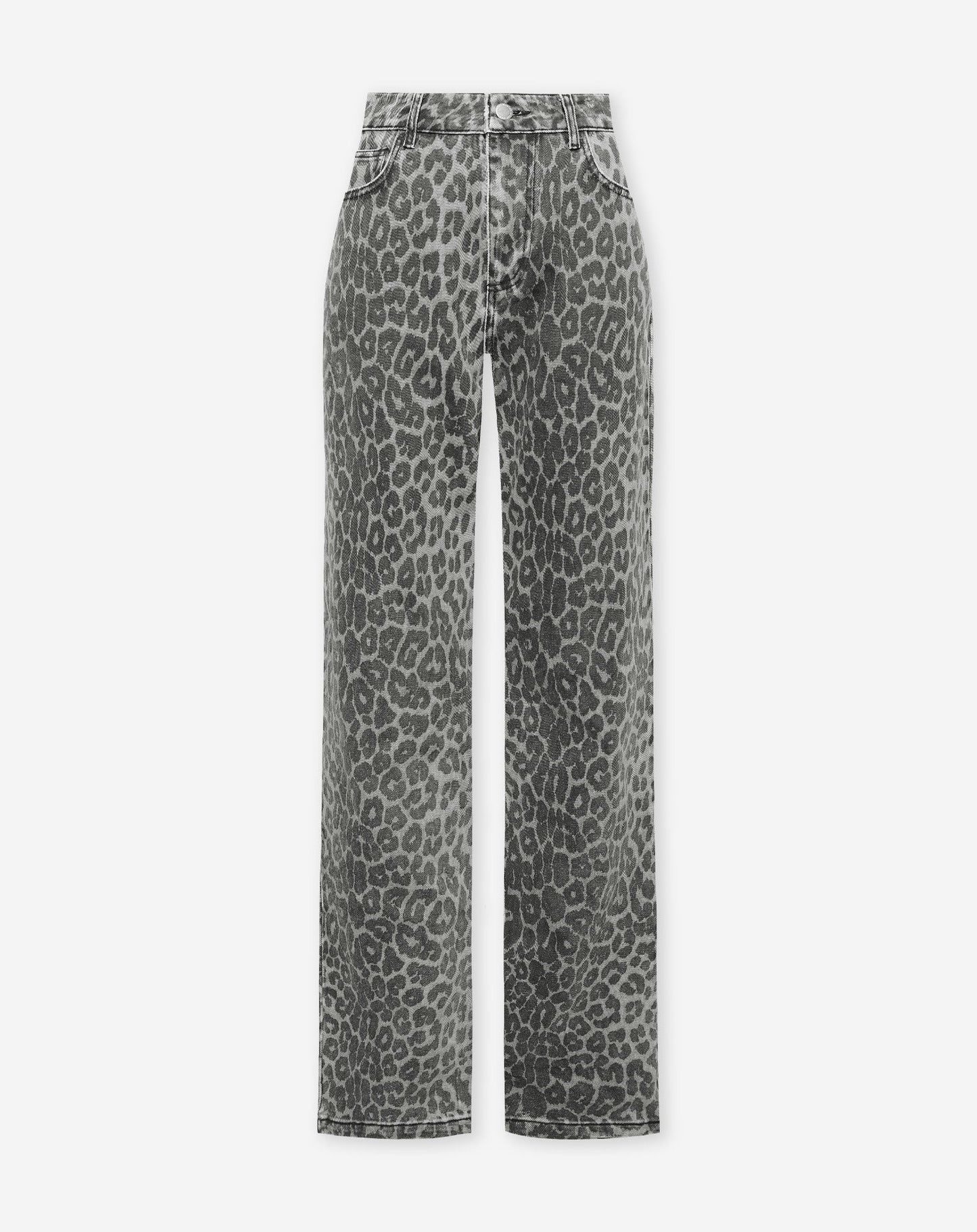 VAQUEROS CON ESTAMPADO DE LEOPARDO GRIS