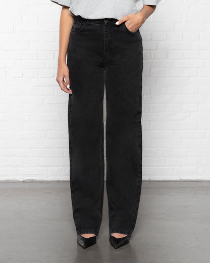 DENIM STRAIGHT LEG JEANS DONKERGRIJS