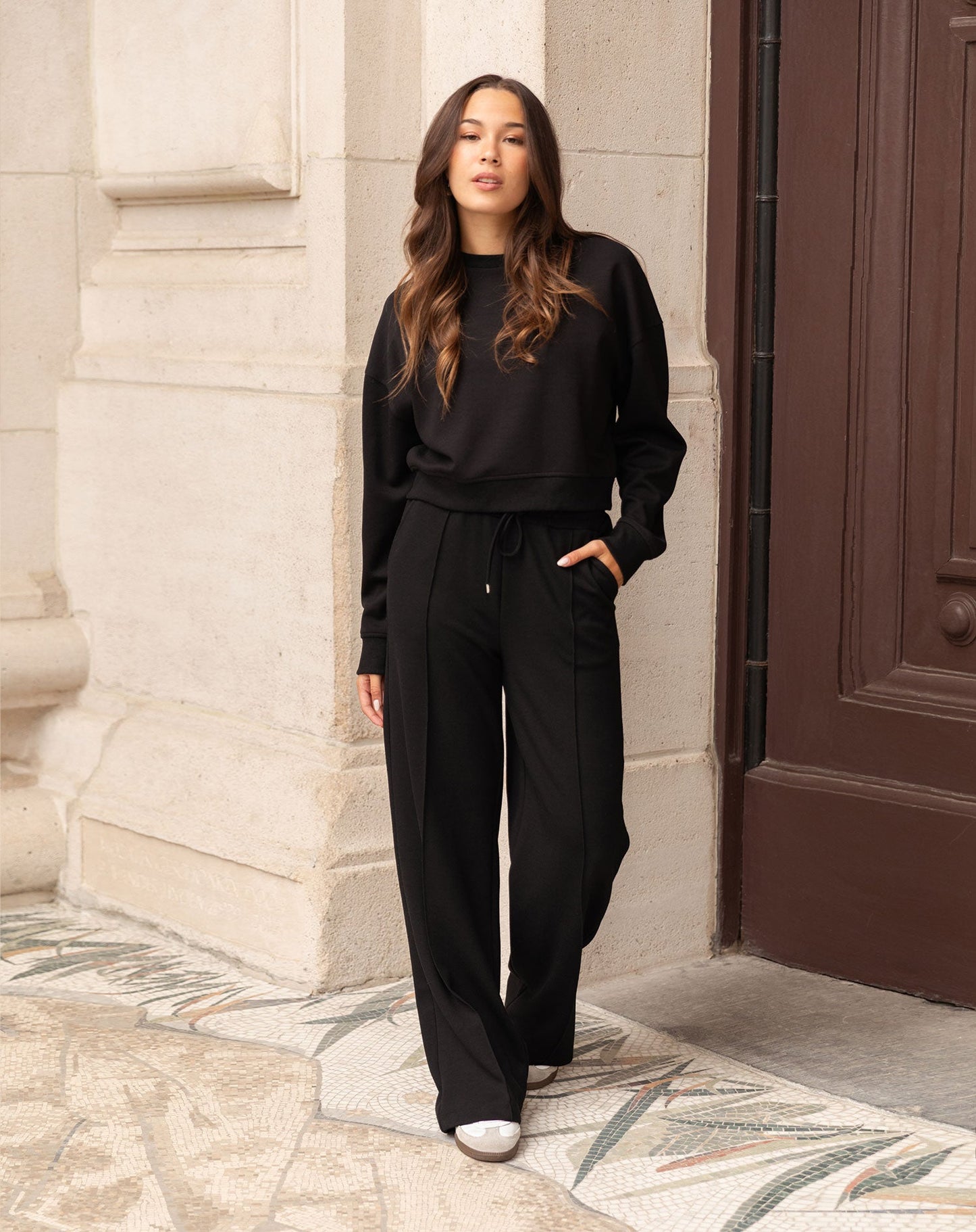 SCUBA PINTUCK PANTS PETITE ZWART