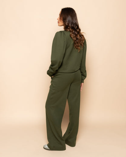 SCUBA PUFF SLEEVE SWEATER LEGERGROEN