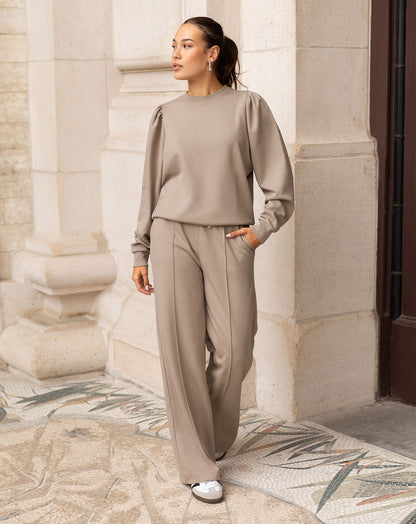 SCUBA PINTUCK PANTS TALL BEIGE