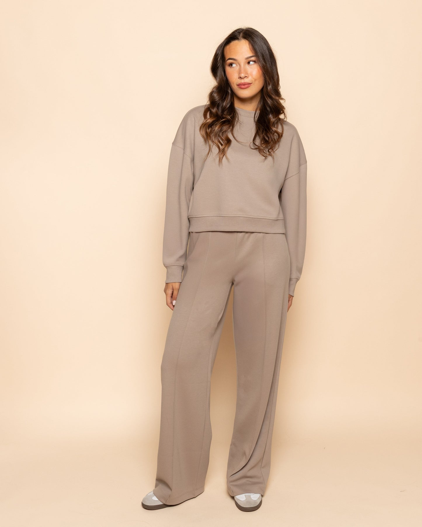 SCUBA PINTUCK PANTS TALL BEIGE