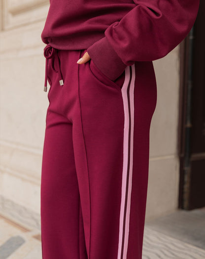 SCUBA PINTUCK TAPE PANTS BURGUNDY