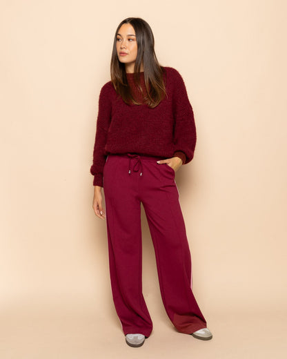 SCUBA PINTUCK TAPE PANTS BURGUNDY