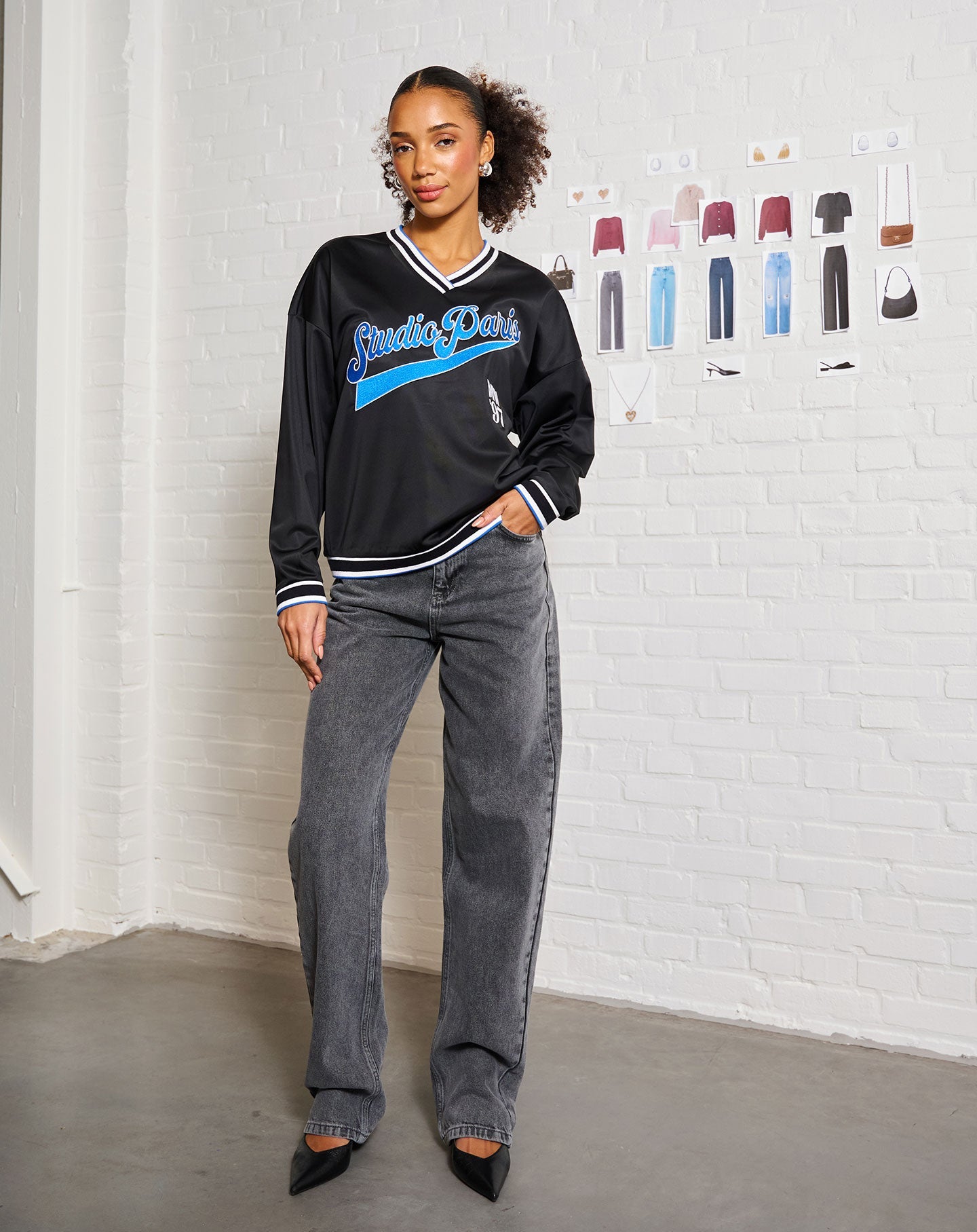 DENIM STRAIGHT LEG JEANS GRIJS