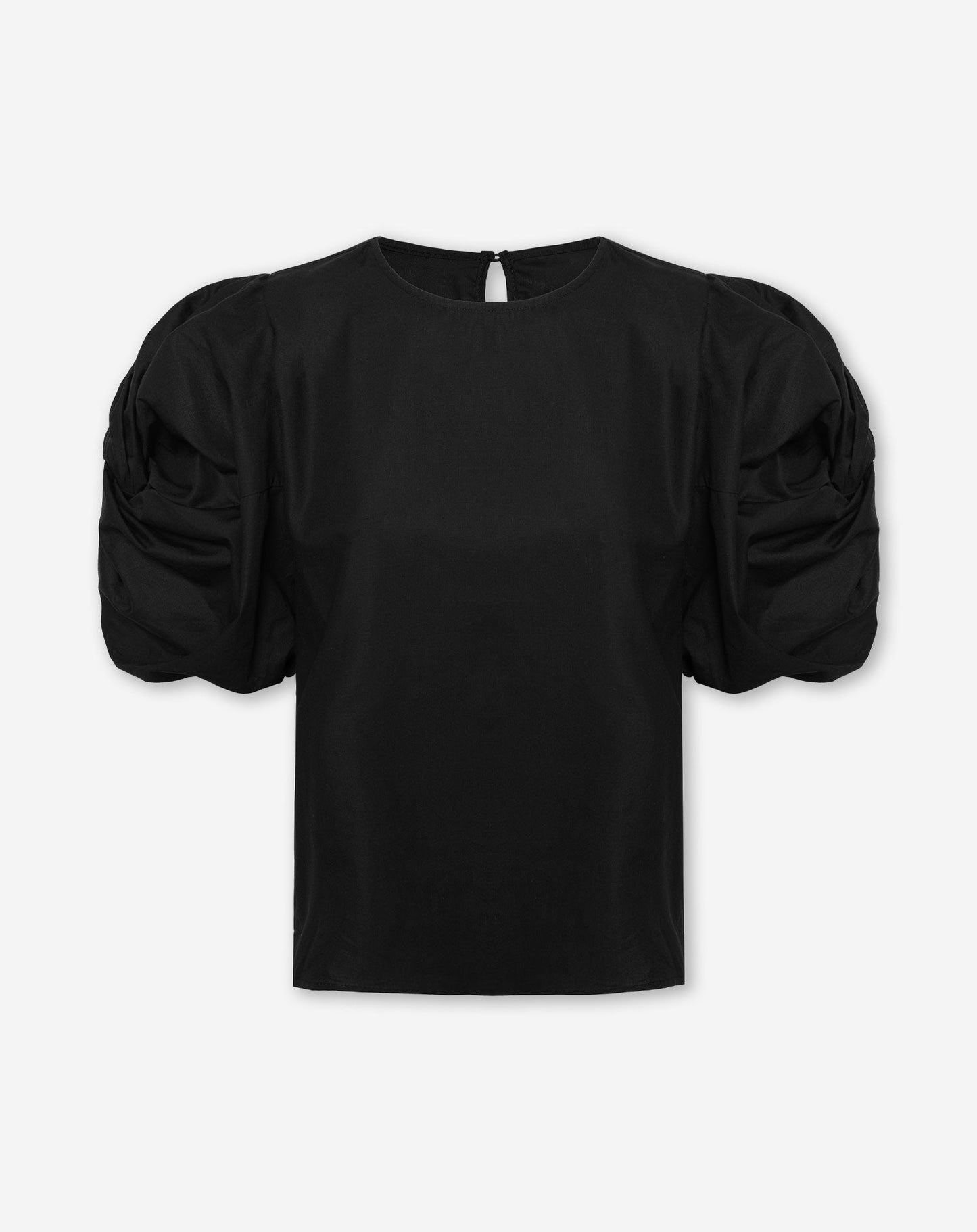 KNOTTED PUFF SLEEVE TOP ZWART