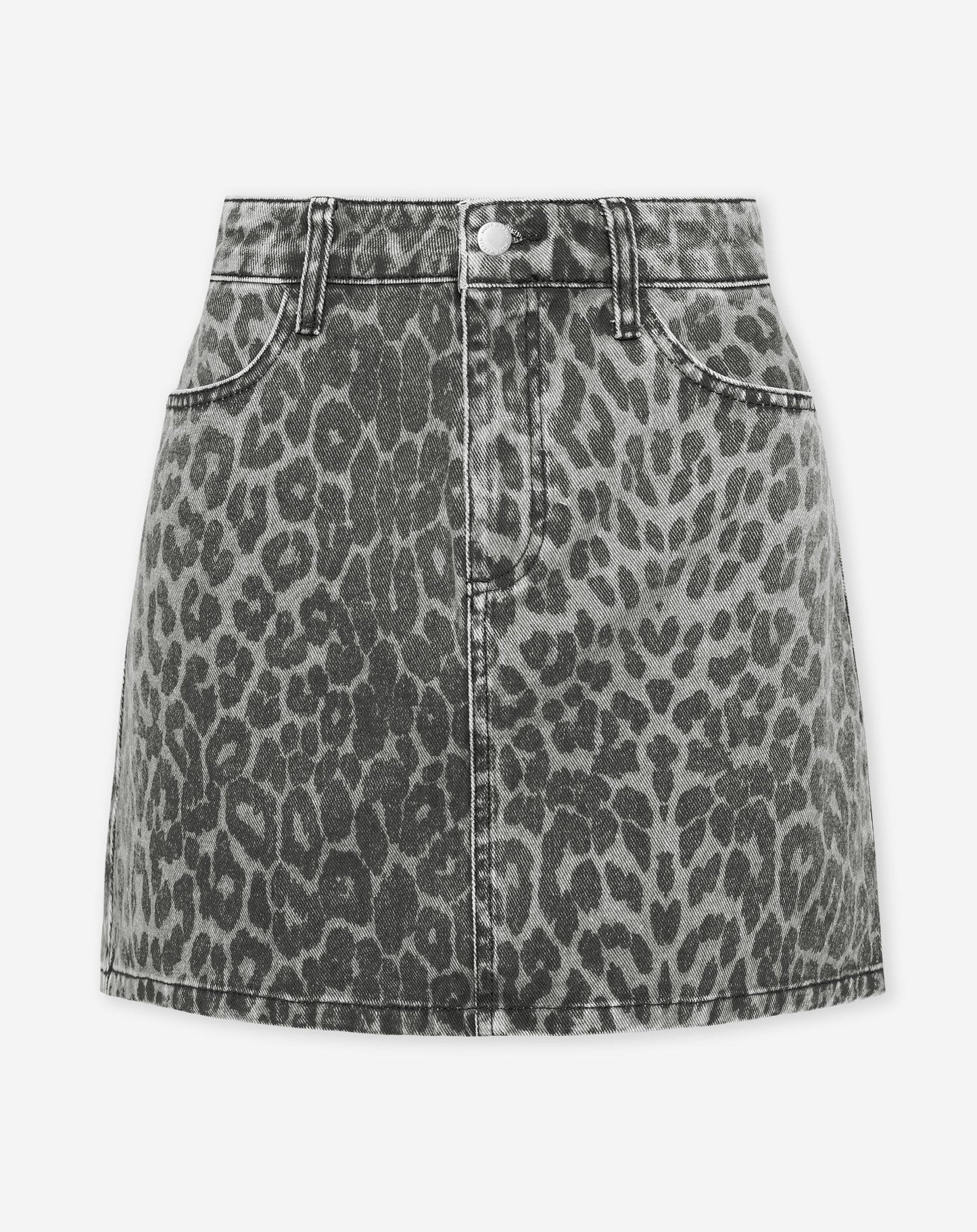 Falda vaquera con estampado de leopardo
