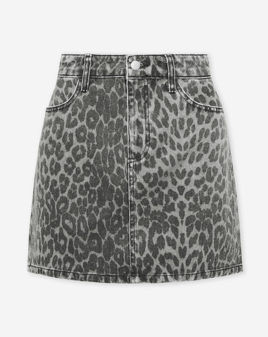 Falda vaquera con estampado de leopardo