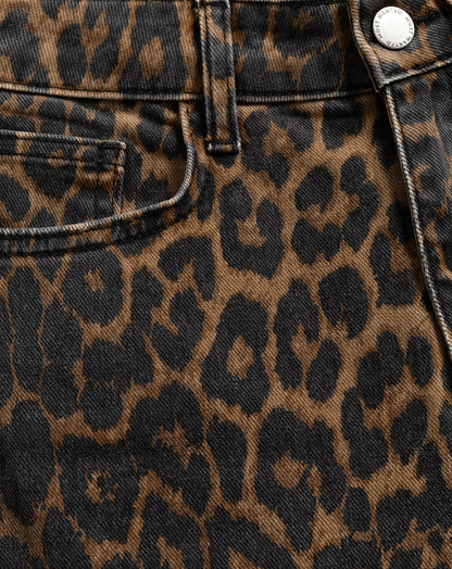 LEOPARD ALLOVER DENIM SKORT ZWART