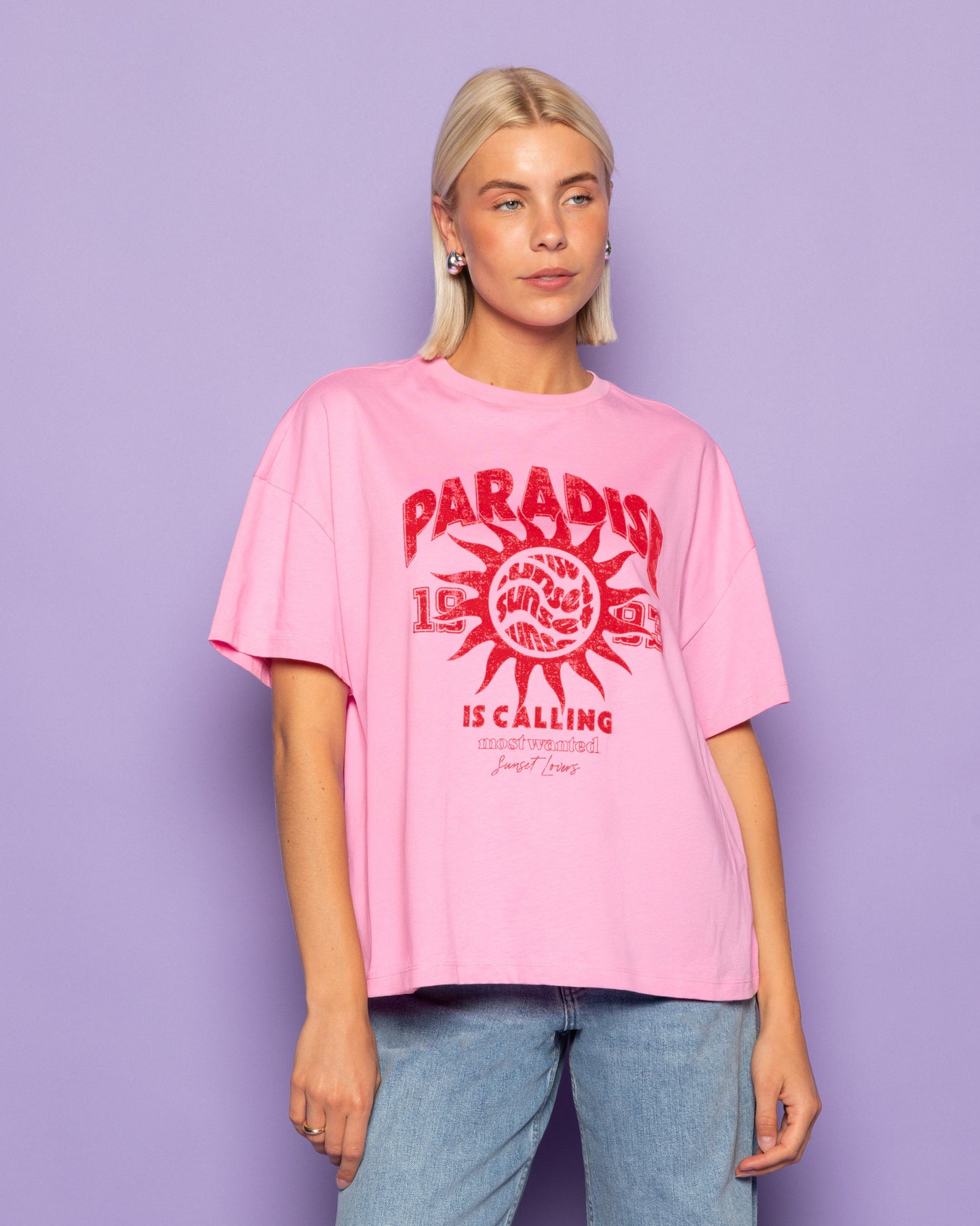 PARADISE IS CALLING OVERSIZED TEE ROZE