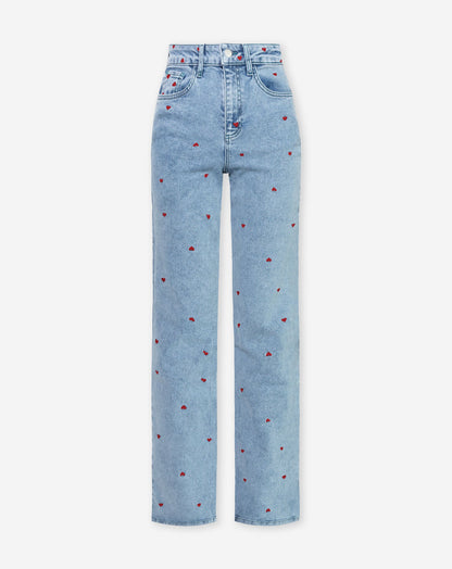 HEART BOOTCUT JEANS BURGUNDY