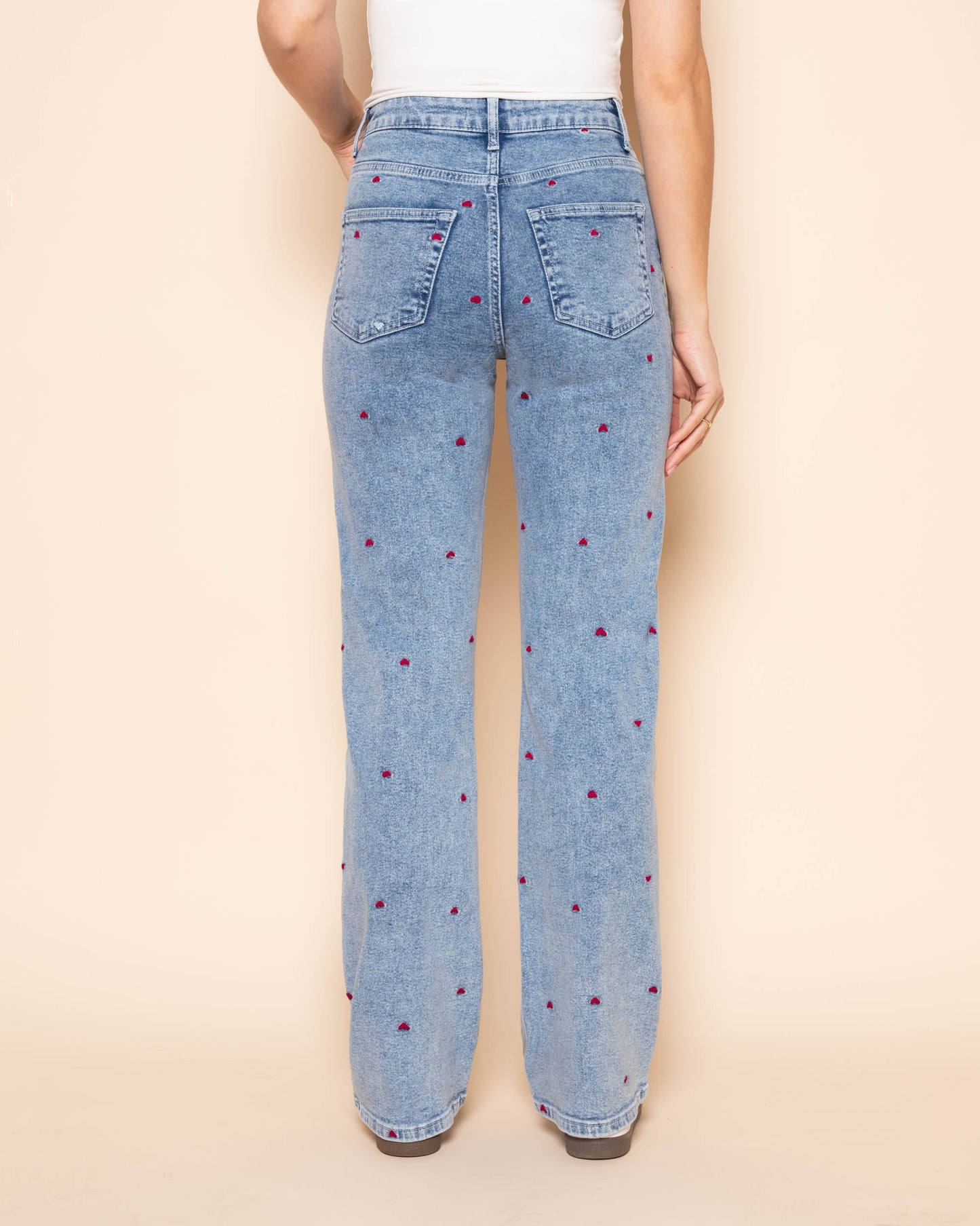 HEART BOOTCUT JEANS BURGUNDY