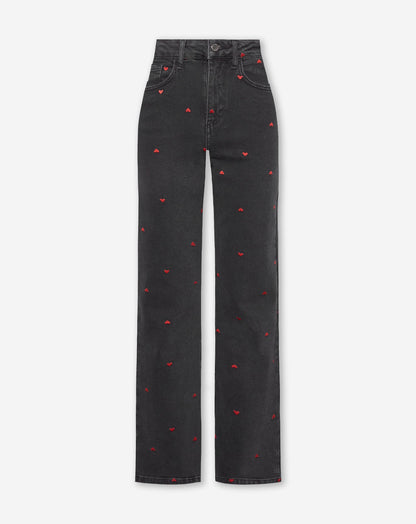 HEART BOOTCUT JEANS DONKERGRIJS
