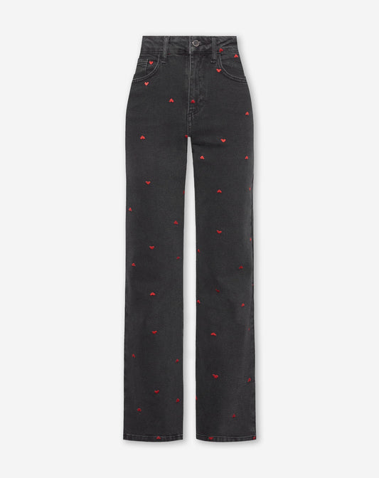 HEART BOOTCUT JEANS DONKERGRIJS