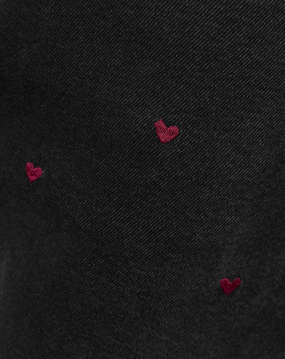 HEART BOOTCUT JEANS DONKERGRIJS BURGUNDY