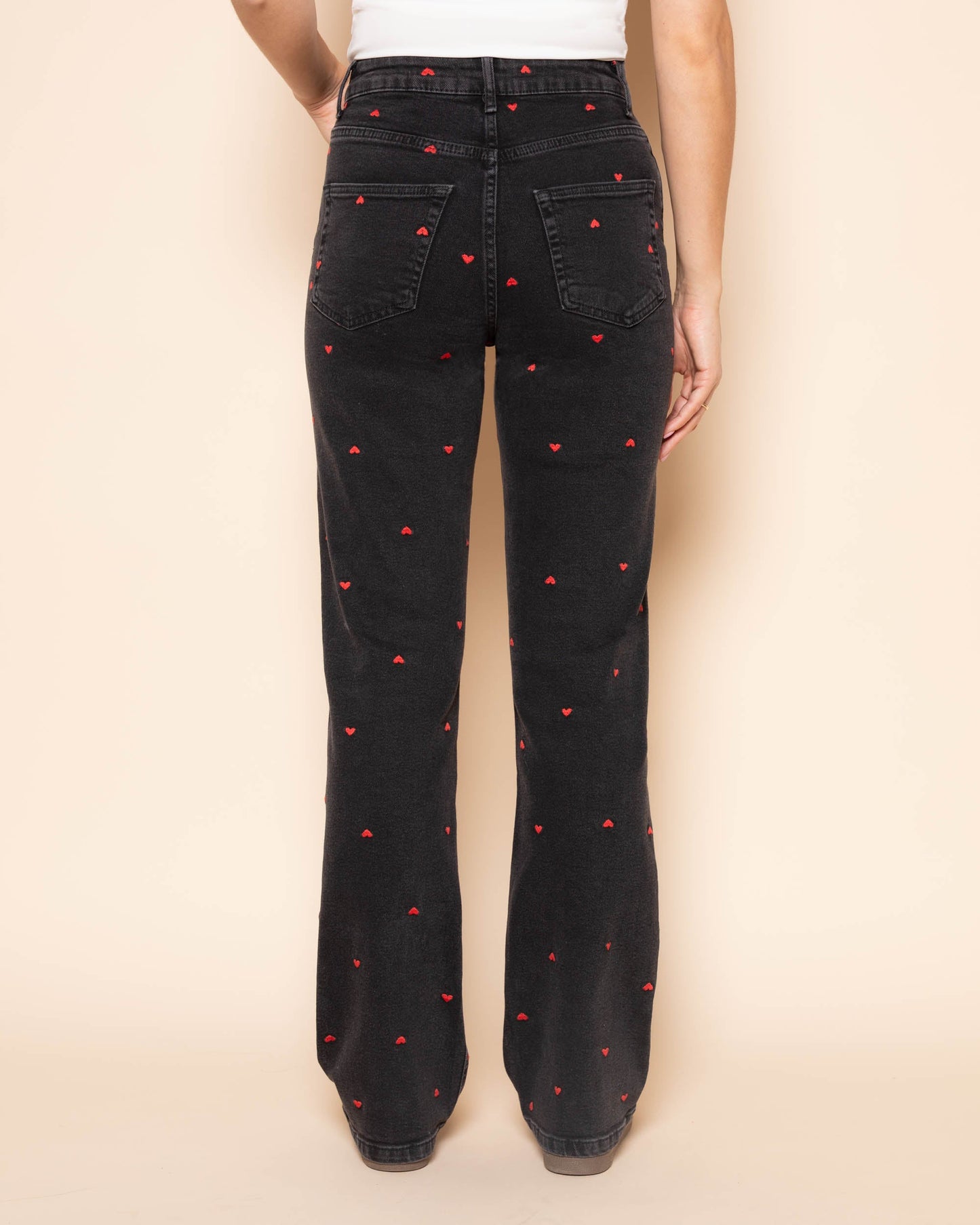 HEART BOOTCUT JEANS DONKERGRIJS