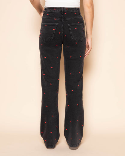 HEART BOOTCUT JEANS DONKERGRIJS