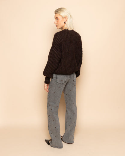 HEART BOOTCUT JEANS GRIJS BRUIN