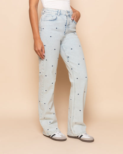 HEART BOOTCUT JEANS LICHTBLAUW
